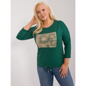 TMAVĚ ZELENÉ TRIČKO S POTISKEM -RV-BZ-9466.47-DARK GREEN Velikost: ONE SIZE