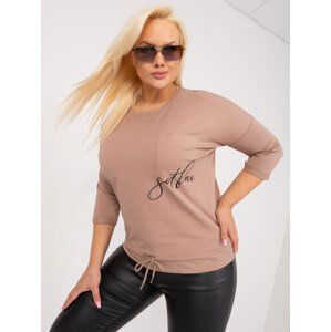 TMAVĚ BÉŽOVÁ HALENKA S VÁZÁNÍM V PASE -RV-BZ-9361.73-DARK BEIGE Velikost: ONE SIZE