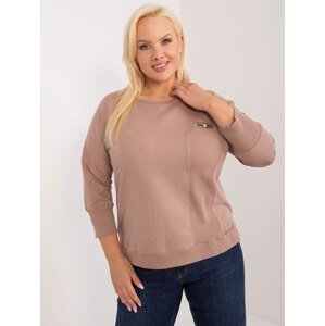 TMAVĚ BÉŽOVÁ VOLNÁ BASIC MIKINA RV-BZ-9353.25-DARK BEIGE Velikost: ONE SIZE