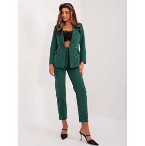 TMAVĚ ZELENÁ ELEGANTNÍ SOUPRAVA SAKA A KALHOT -DHJ-KMPL-17131-1.31-DARK GREEN Velikost: XL