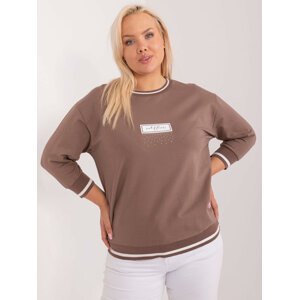 HNĚDÁ MIKINY S BÍLÝMI PRUHY NA LEMECH -RV-BZ-9341.89-BROWN Velikost: ONE SIZE