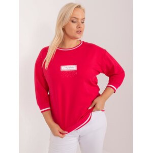 ČERVENÁ MIKINA S BÍLÝMI PRUHY NA RUKÁVECH -RV-BZ-9341.89-RED Velikost: ONE SIZE