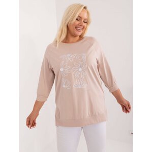 BÉŽOVÁ MIKINA S POTISKEM KVĚTIN -RV-BZ-9451.82-BEIGE Velikost: ONE SIZE