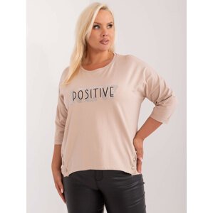 BÉŽOVÉ TRIČKO S NÁPISEM POSITIVE RV-BZ-9458.39-BEIGE Velikost: ONE SIZE