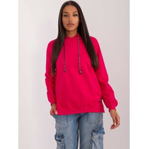 TMAVĚ RŮŽOVÁ MIKINA S KAPUCÍ -RV-BL-9043.19-FUCHSIA Velikost: L/XL