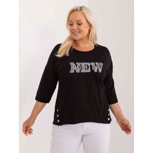 ČERNÉ TRIČKO S NÁPISEM POSITIVE -RV-BZ-9458.39-BLACK Velikost: ONE SIZE