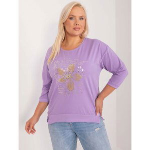 SVĚTLE FIALOVÉ TRIČKO SE ZLATOU KVĚTINOU RV-BZ-9548.16X-LIGHT PURPLE Velikost: ONE SIZE