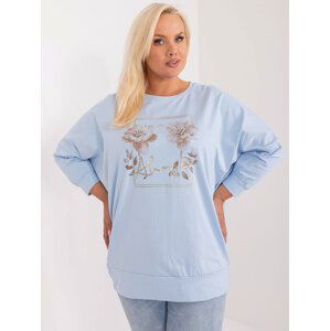 SVĚTLE MODRÁ HALENKA S APLIKACÍ KVĚTIN A KAMÍNKŮ RV-BZ-9395.13X-LIGHT BLUE Velikost: ONE SIZE