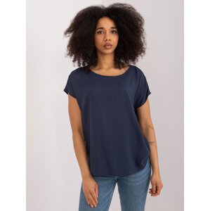 TMAVĚ MODRÉ TRIČKO S KULATÝM VÝSTŘIHEM D73761Z10978Q-DARK BLUE Velikost: XL