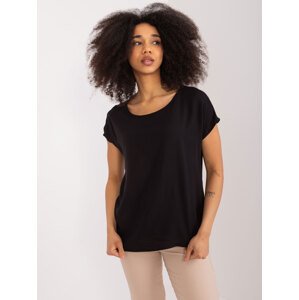 ČERNÉ TRIČKO S KULATÝM VÝSTŘIHEM -D73761Z10978Q-BLACK Velikost: 2XL