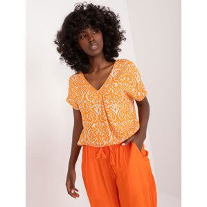 ORANŽOVÉ VZOROVANÉ TRIČKO D73771M11171A-ORANGE Velikost: 2XL