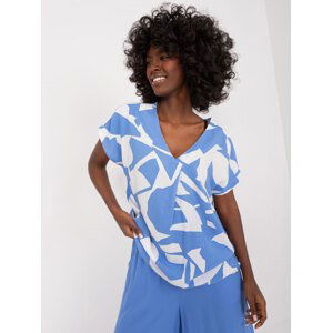 BÍLO-MODRÉ VZOROVANÉ TRIČKO D73771M11171A-WHITE-BLUE Velikost: 2XL