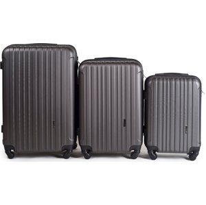 Tmavě šedá sada tří cestovných kufrů FLAMINGO 2011, Luggage 3 sets (L,M,S) Wings, Dark grey Velikost: Sada kufrů