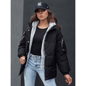 Černá prošívaná bunda s textilní kapucí SPACE TY4485 Velikost: 2XL