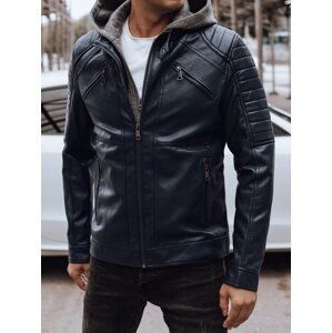PÁNSKÁ TMAVĚ MODRÁ KOŽENKOVÁ BUNDA S KAPUCÍ TX4901 Velikost: 2XL