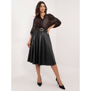 DÁMSKÁ ČERNÁ KOŽENKOVÁ MIDI SUKNĚ DHJ-SD-A1997.76-BLACK Velikost: ONE SIZE