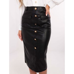 Černá dámská koženková midi sukně s kapsami NM-SD-TR1905.22-black Velikost: L