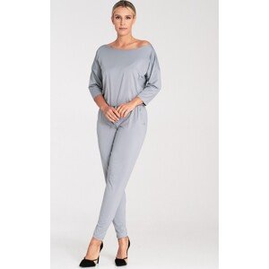 Šedý volný overal s dlouhými zúženými nohavicemi a 3/4 rukávy M1030 grey Velikost: XL