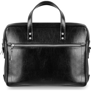 Pánské černá kožená taška na notebook SOLIER TORBA SL04 BLACK GENUINE Velikost: ONE SIZE