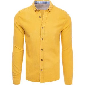 Hořčicová pánská bavlněná košile s dlouhým rukávem DX2379 Velikost: XL