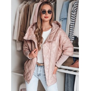 Světle růžová dámská přechodová bunda s manžetami na rukávech PUFFILOF TY4854 Velikost: XL