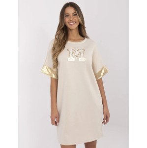 Světle béžové oversize mikinové šaty MI-SK-A6192.52- beige Velikost: ONE SIZE