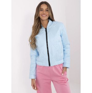 Světle modrý dámský prošívaný bomber se stojáčkem MI-KR-88357.69P-light blue Velikost: ONE SIZE