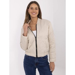 Béžový dámský prošívaný bomber se stojáčkem MI-KR-88357.69P-beige Velikost: ONE SIZE