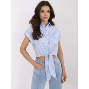 Modro-bílá dámská kostkovaná krátká košile s krátkým rukávem NM-BZ-KA-01147.62P-white-blue Velikost: S/M