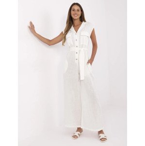 Smetanový dámský dlouhý overal s volnými nohavicemi NM-KO-JK62602.65P-ecru Velikost: M/L