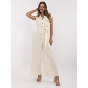 Světle béžový dámský dlouhý overal s volnými nohavicemi NM-KO-JK62602.65P-light beige Velikost: S/M