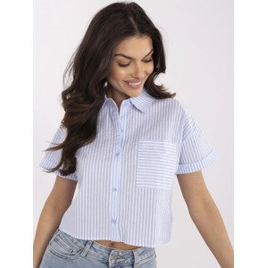 Světle modrá dámská pruhovaná košile s krátkým rukávem NM-KS-KA-01148.50P-light blue Velikost: M/L
