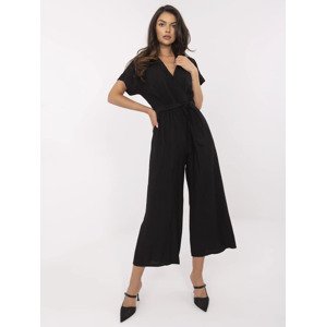 Černý dámský overal s obálkovým výstřihem DHJ-KO-19077.69-black Velikost: ONE SIZE