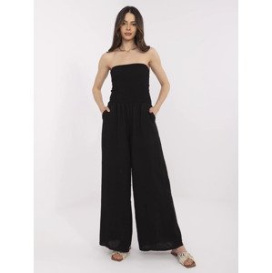 Dámský černý overal z viskózy s odhalenými rameny MI-KO-271125.80-black Velikost: ONE SIZE