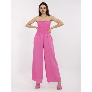 Dámský růžový overal z viskózy s odhalenými rameny MI-KO-271125.80-pink Velikost: ONE SIZE