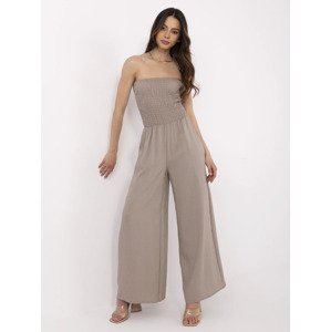 Dámský béžový overal z viskózy s odhalenými rameny MI-KO-271125.80-dark beige Velikost: ONE SIZE