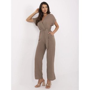 Hnědý dámský mušelínový overal s kapsami MI-KO-A2468.70-brown Velikost: ONE SIZE