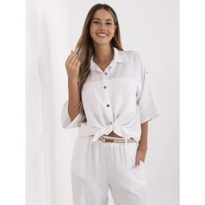 Bílá dámská letní košile z viskózy a lnu MI-KS-6537.74P-white Velikost: ONE SIZE