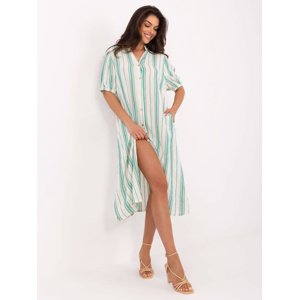 Smetanovo-zelené dámské plážové košilové šaty TW-SK-BI-2451.84-white-green Velikost: ONE SIZE