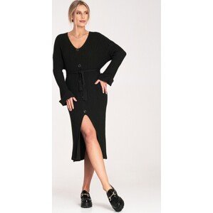 Černé dámské pletené šaty s viskózou M1095 Black Velikost: ONE SIZE