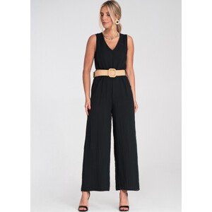 Černý dámský elegantní overal z viskózy M1193 Black Velikost: L/XL