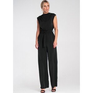 Černý dámský elegantní overal se zapínáním na zádech M1196 Black Velikost: L/XL
