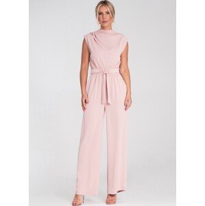 Růžový dámský elegantní overal se zapínáním na zádech M1196 Pink Velikost: S/M