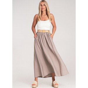 Béžová dámská viskózová sukně s páskem s kulatou sponou M1221 Beige Velikost: S/M