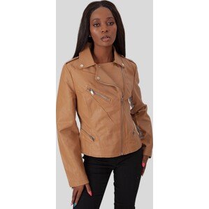 Camel dámská koženková bunda se zipy BLE 220011 F - Camel Velikost: XL
