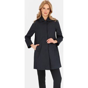 Tmavě modrý dámský jednořadý kabát s límečkem BLE 252535 F - Navy Velikost: 2XL