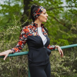 Dámská černá funkční čelenka s máky Velikost: ONE SIZE