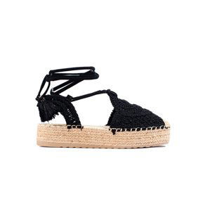 ČERNÉ ESPADRILKY BOHO NA PLATFORMĚ SHELOVET JH203P-B Velikost: 39