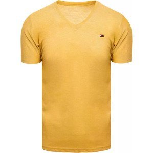 Žluté tričko s výšivkou a výstřihem do V RX4998 Velikost: M
