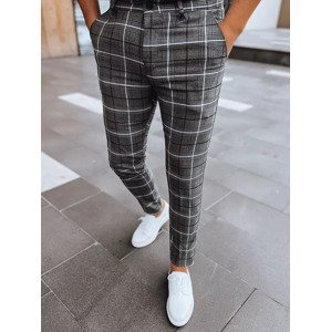 Tmavě šedé pánské kostkované chino kalhoty UX3957 Velikost: 32